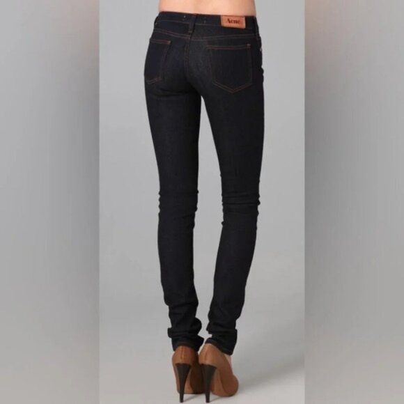 Acne Studios Kex Soft Raw Straight Leg Skinny Jeans Dark Wash Low rise Size 27 - Picture 15 of 15